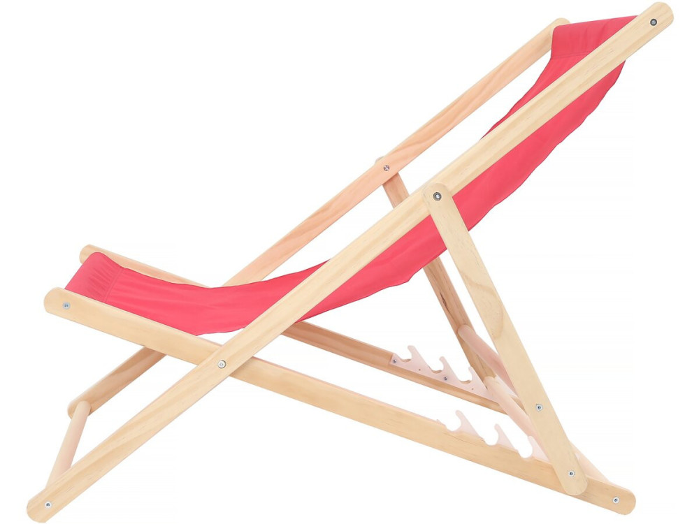 Set of 2 "Chilienne" wooden deckchairs - 107 x 56.5 x 81 cm - Red