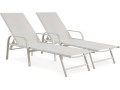 Set of 2 "Farniente" metal sun loungers - Taupe - White