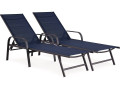 Set of 2 "Farniente" metal sun loungers - Grey - Midnight blue