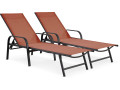 Set of 2 "Farniente" metal sun loungers - Grey - Terracotta
