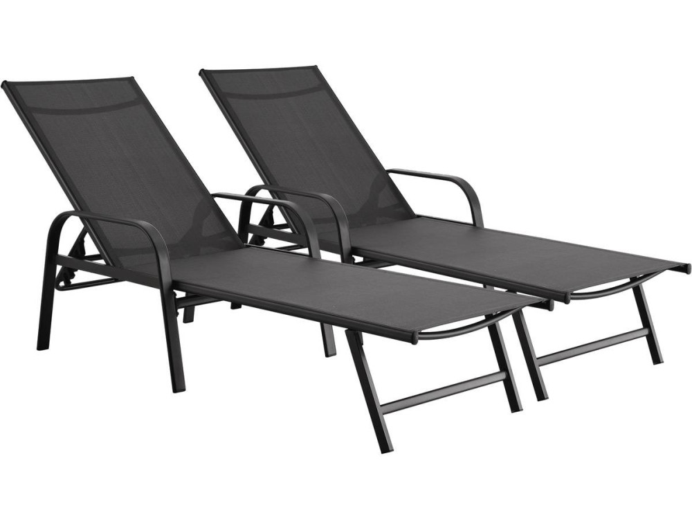 Set of 2 "Farniente" metal sun loungers - Grey
