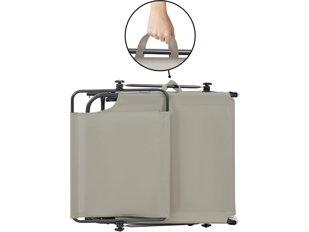 Lazy" folding sunlounger - With sunshade - Taupe