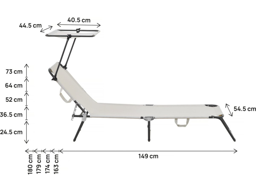 Set of 2 "Lazy" folding sunbeds - With sunshade - Beige