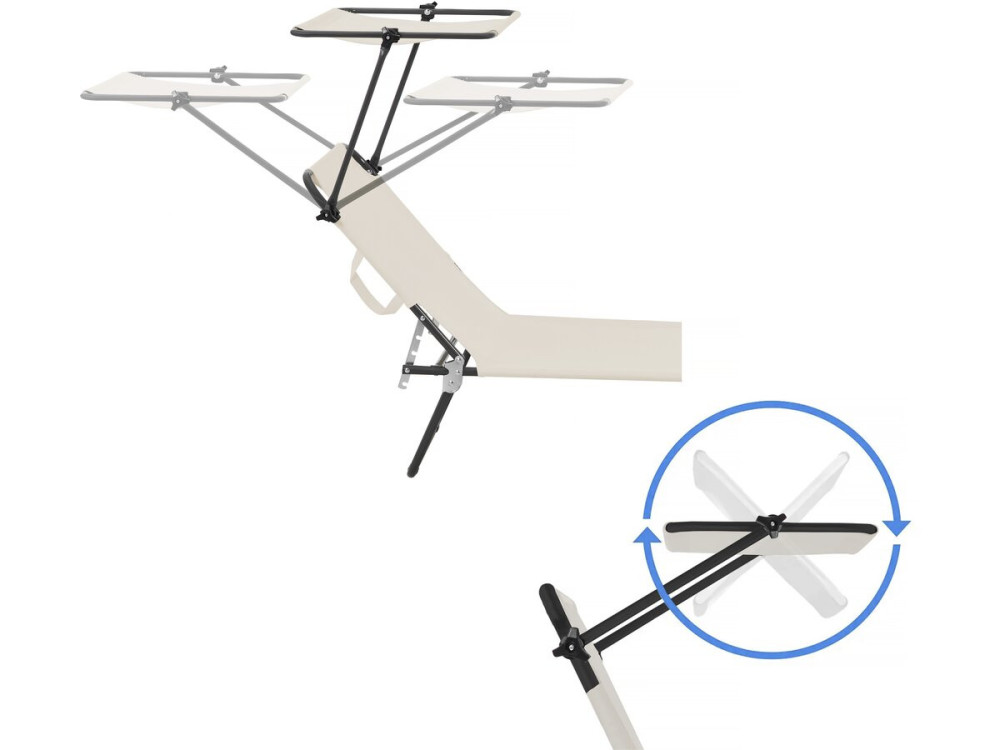 Set of 2 "Lazy" folding sunbeds - With sunshade - Beige