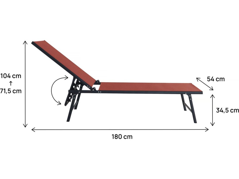 Set of 2 "Sublima" metal sun loungers - 180 x 54 x 104 cm - Terracotta