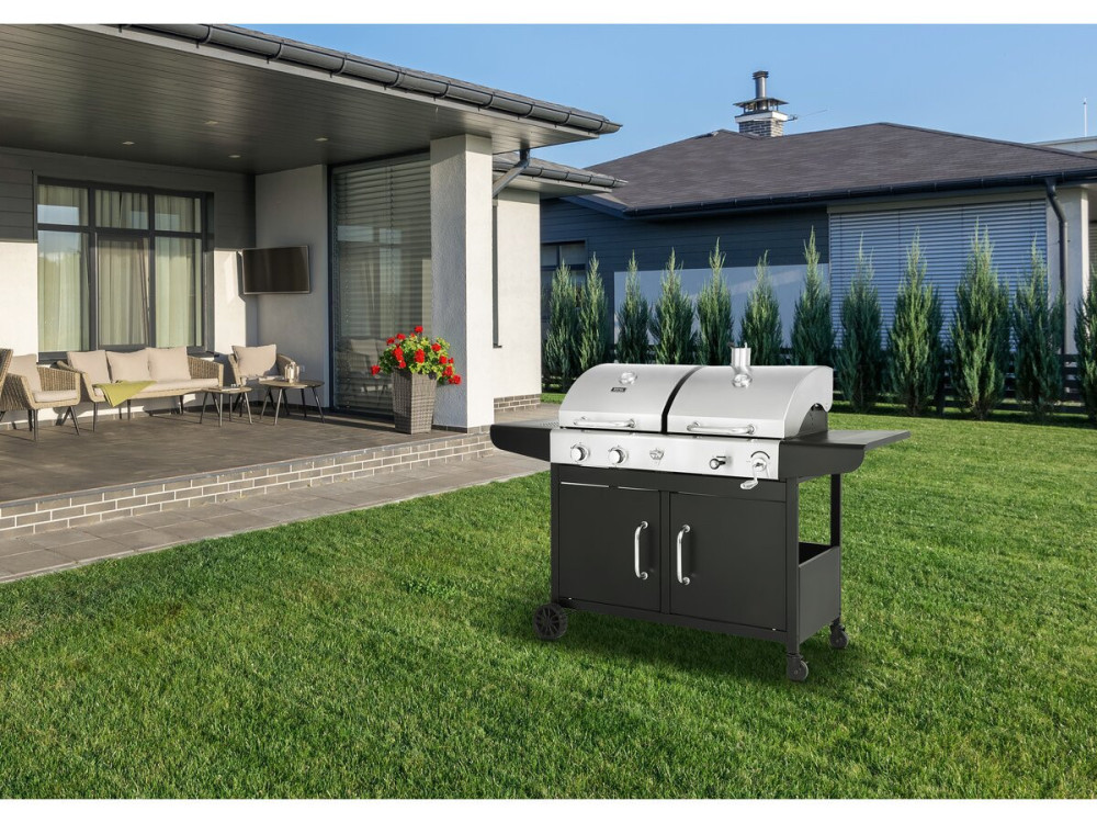 Western 2 in 1 metal gas and charcoal barbecue - Black