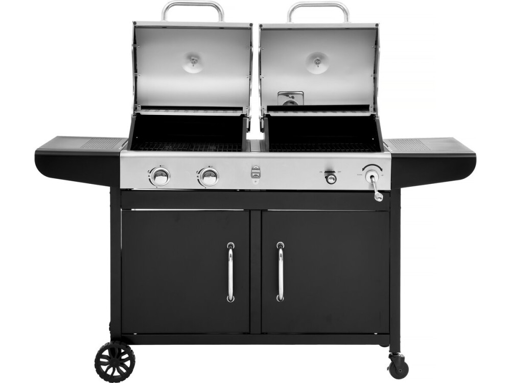 Western 2 in 1 metal gas and charcoal barbecue - Black