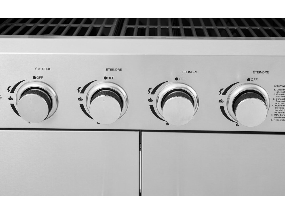 Stainless steel gas barbecue with 5 burners including 1 side burner "Brazzo" - 118 x 57 x 104 cm - Light grey