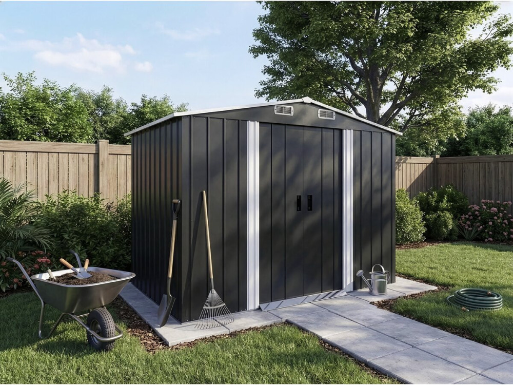 Boston" metal garden shed - 5.29 m² (4.76 m2 floor area) - Grey