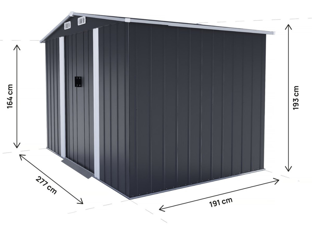 Boston" metal garden shed - 5.29 m² (4.76 m2 floor area) - Grey