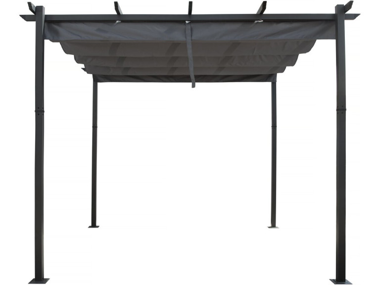 Aluminium pergola with retractable roof - 3 x 3 m - Grey