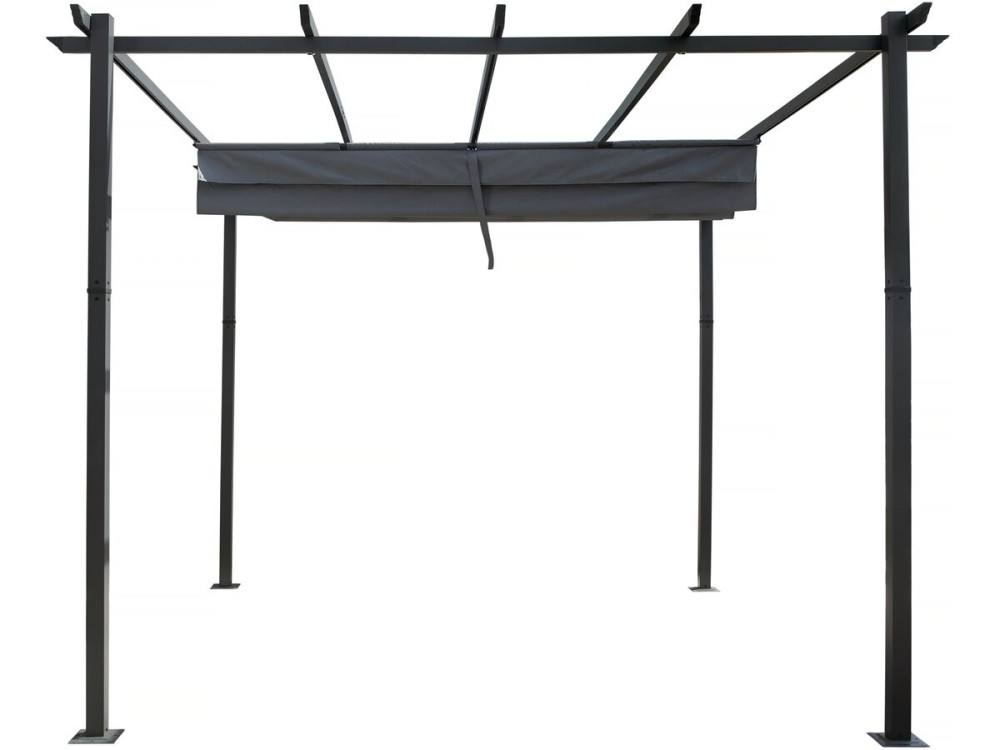 Aluminium pergola with retractable roof - 3 x 3 m - Grey