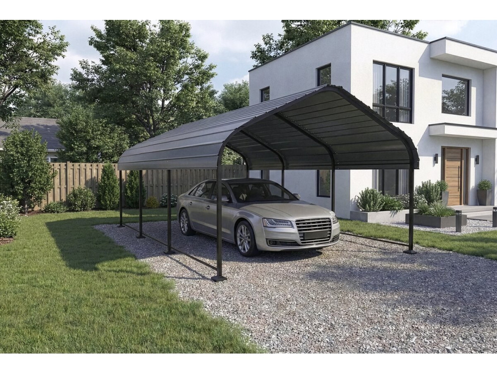 Phoenix" metal carport - 13.5 m² - Grey