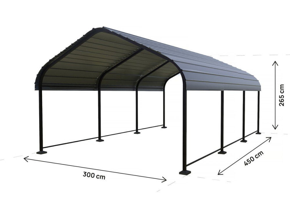 Phoenix" metal carport - 13.5 m² - Grey