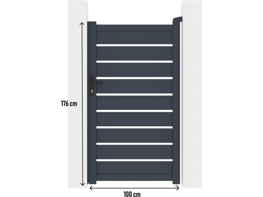 Bastien aluminum gate - 100 x 176 cm - Anthracite