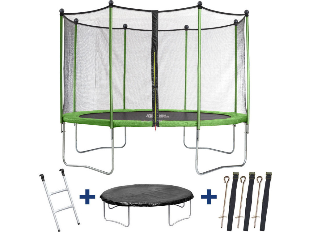 Trampoline "Yoopi" - Ø 3.65 m (12 ft.) - with net + ladder + cover + anchoring kit
