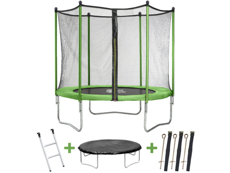 Trampoline "Yoopi 2" - Ø 1.80 m - with net + ladder + cover + anchoring kit