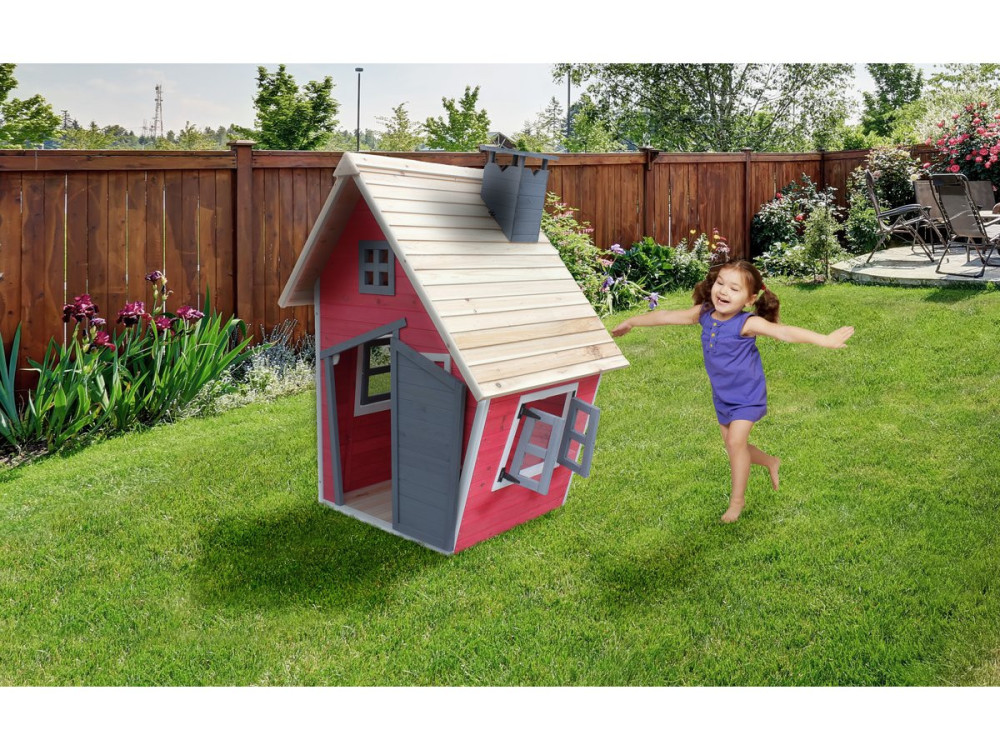 Lilou playhouse - 119.5 x 156 x 102 cm - Red/Grey