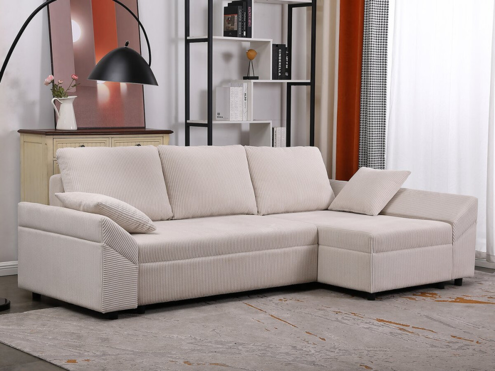 Vaugirard II corduroy corner sofa - 3 seater - Beige