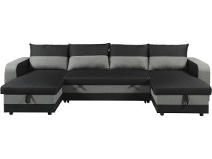 Victor" panoramic fabric corner sofa bed - 4 seater - Black