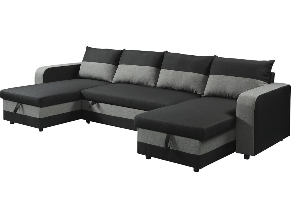 Victor" panoramic fabric corner sofa bed - 4 seater - Black