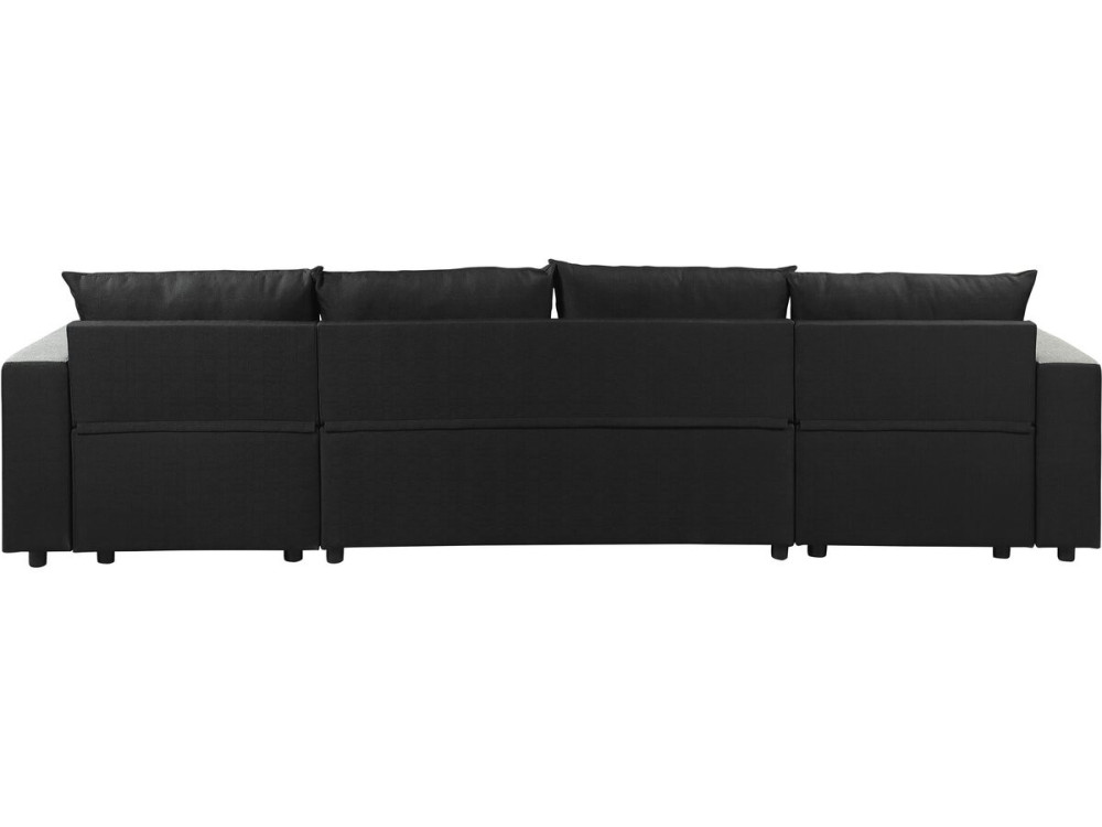 Victor" panoramic fabric corner sofa bed - 4 seater - Black