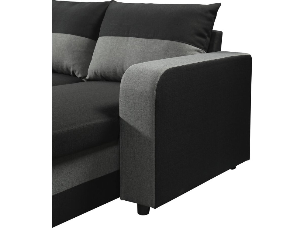 Victor" panoramic fabric corner sofa bed - 4 seater - Black