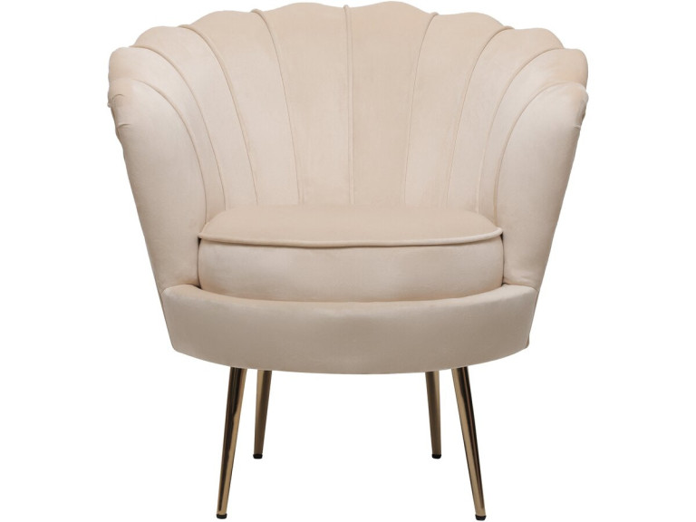 Velvet armchair "Floria" - 70 x 73 x 76 cm - Beige