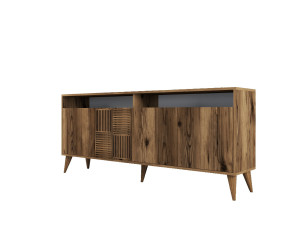 Milan" wooden sideboard - 180 x 35 x 78 cm - Walnut