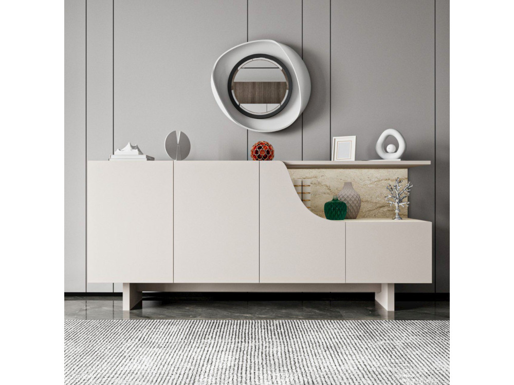 Line" wooden sideboard - 180 x 40 x 81 cm - Beige
