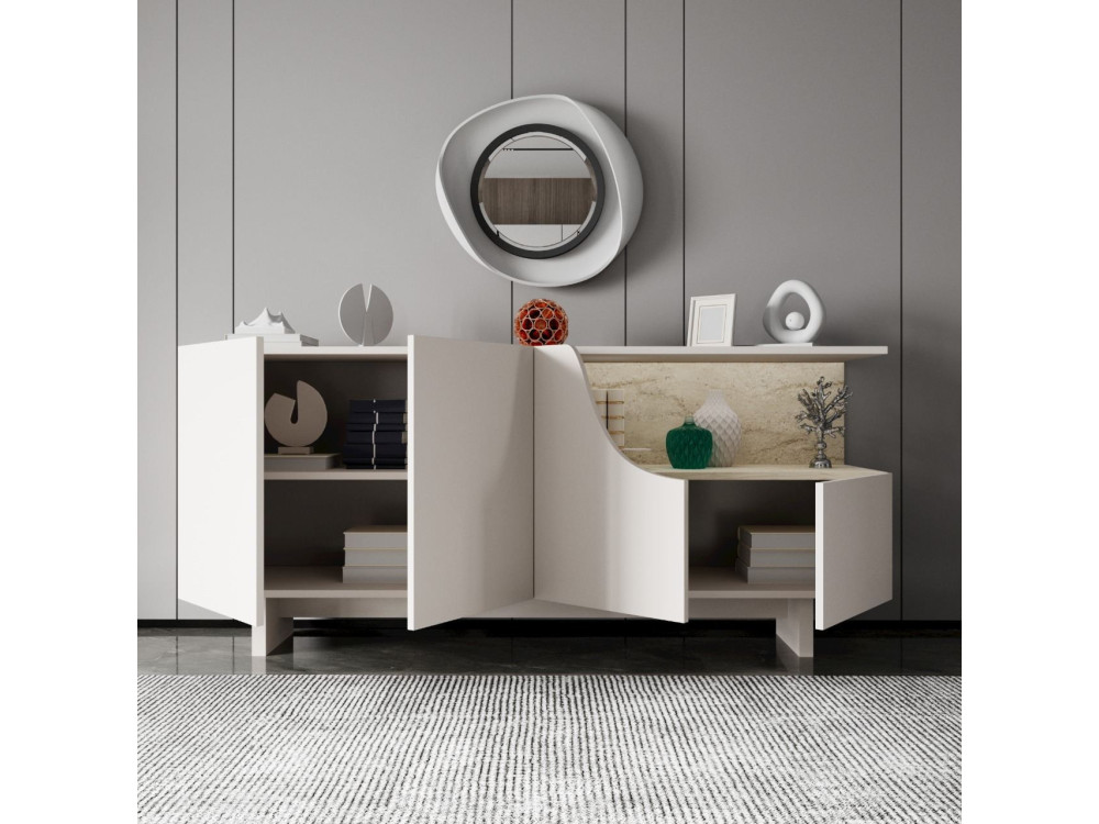 Line" wooden sideboard - 180 x 40 x 81 cm - Beige