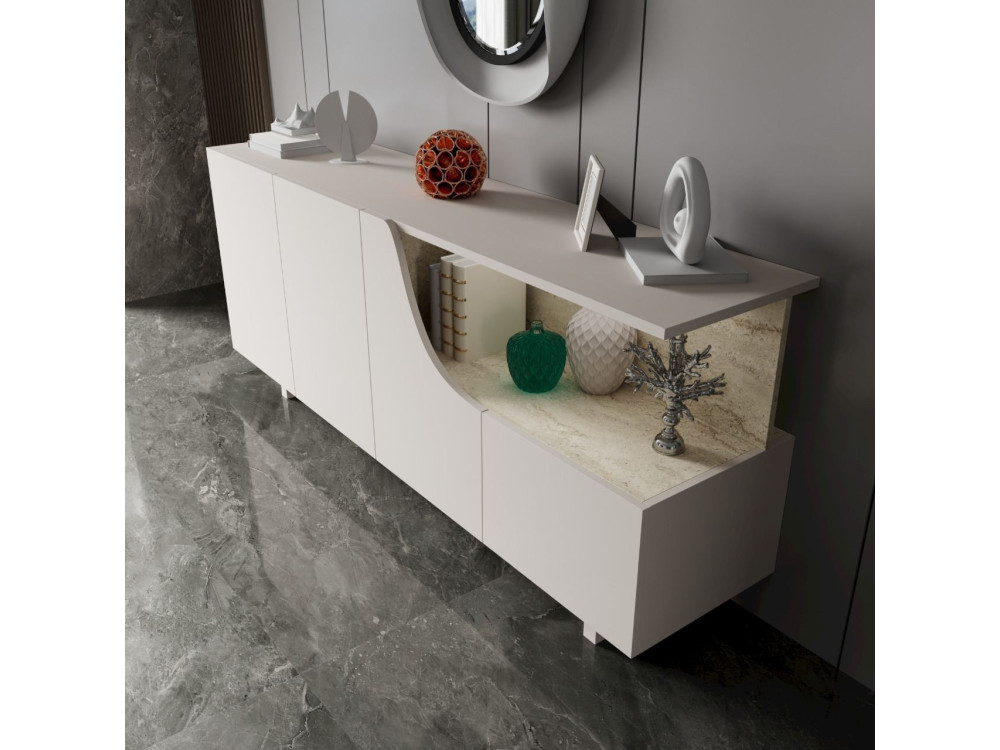 Line" wooden sideboard - 180 x 40 x 81 cm - Beige
