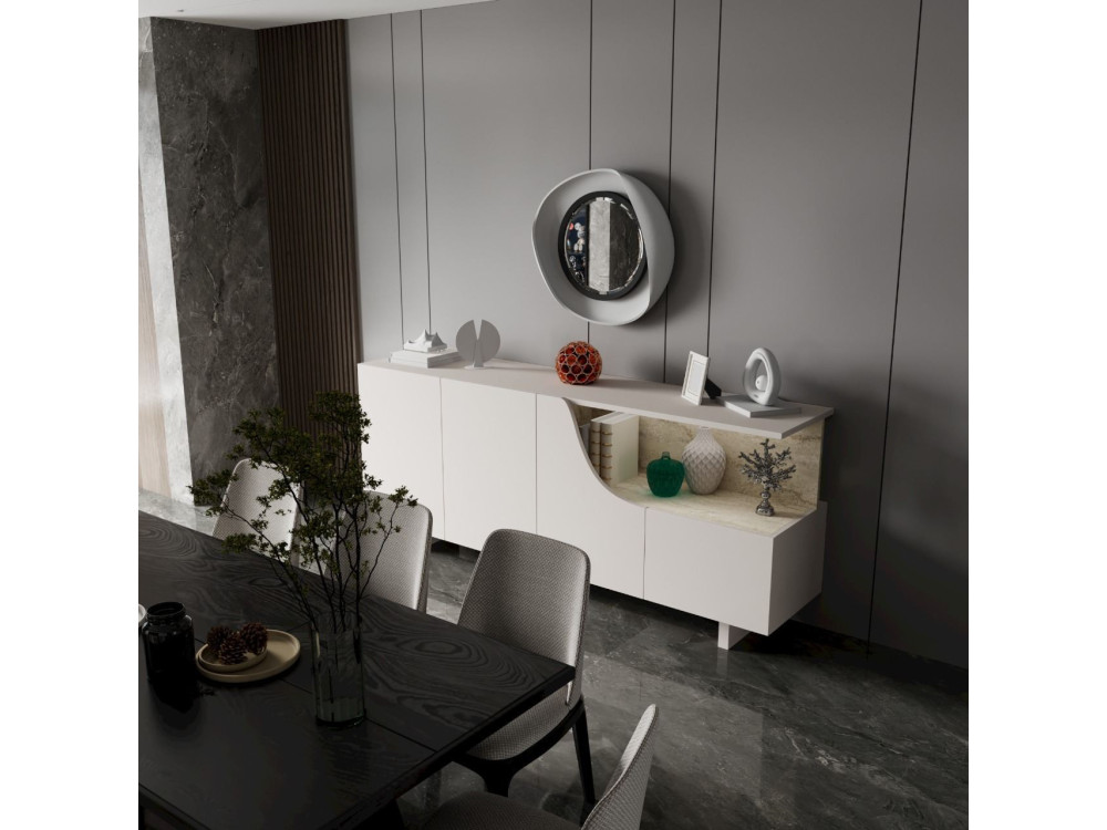 Line" wooden sideboard - 180 x 40 x 81 cm - Beige
