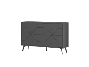 Dune" wooden sideboard - 123 x 35 x 62 cm - Charcoal grey