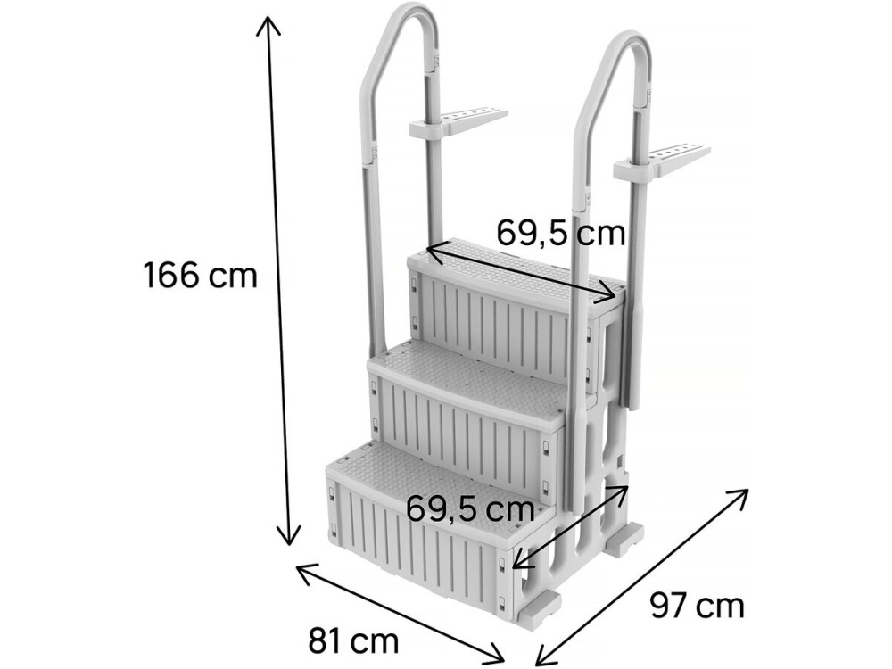 Nathan" simple pool staircase - 3 steps - plastic