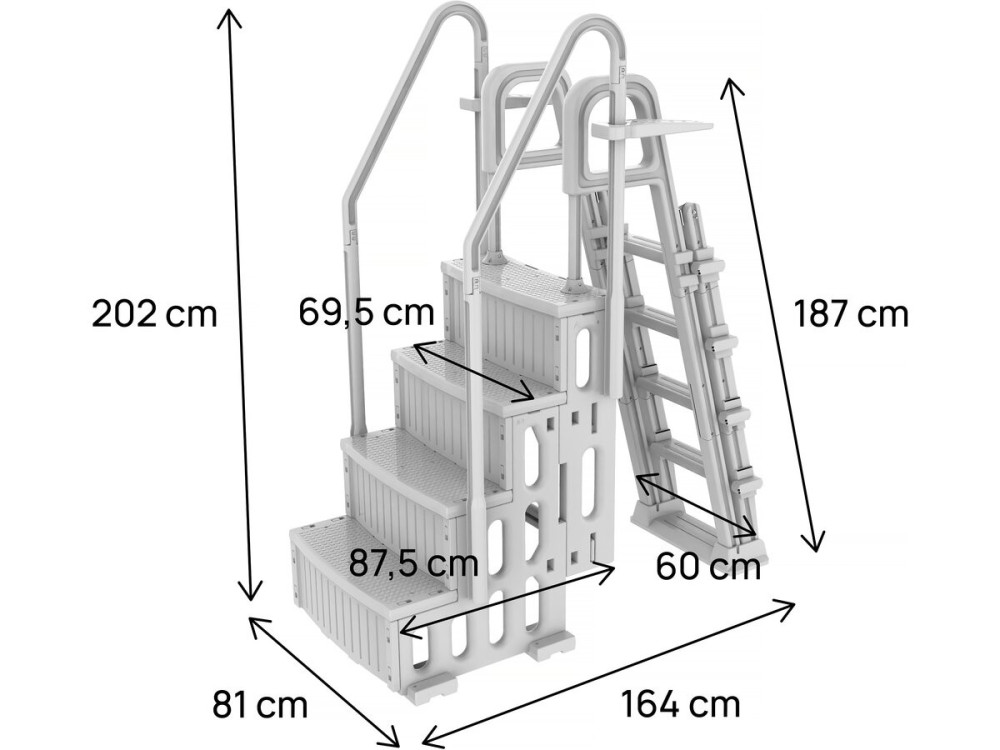 Mario" double pool staircase with child safety system