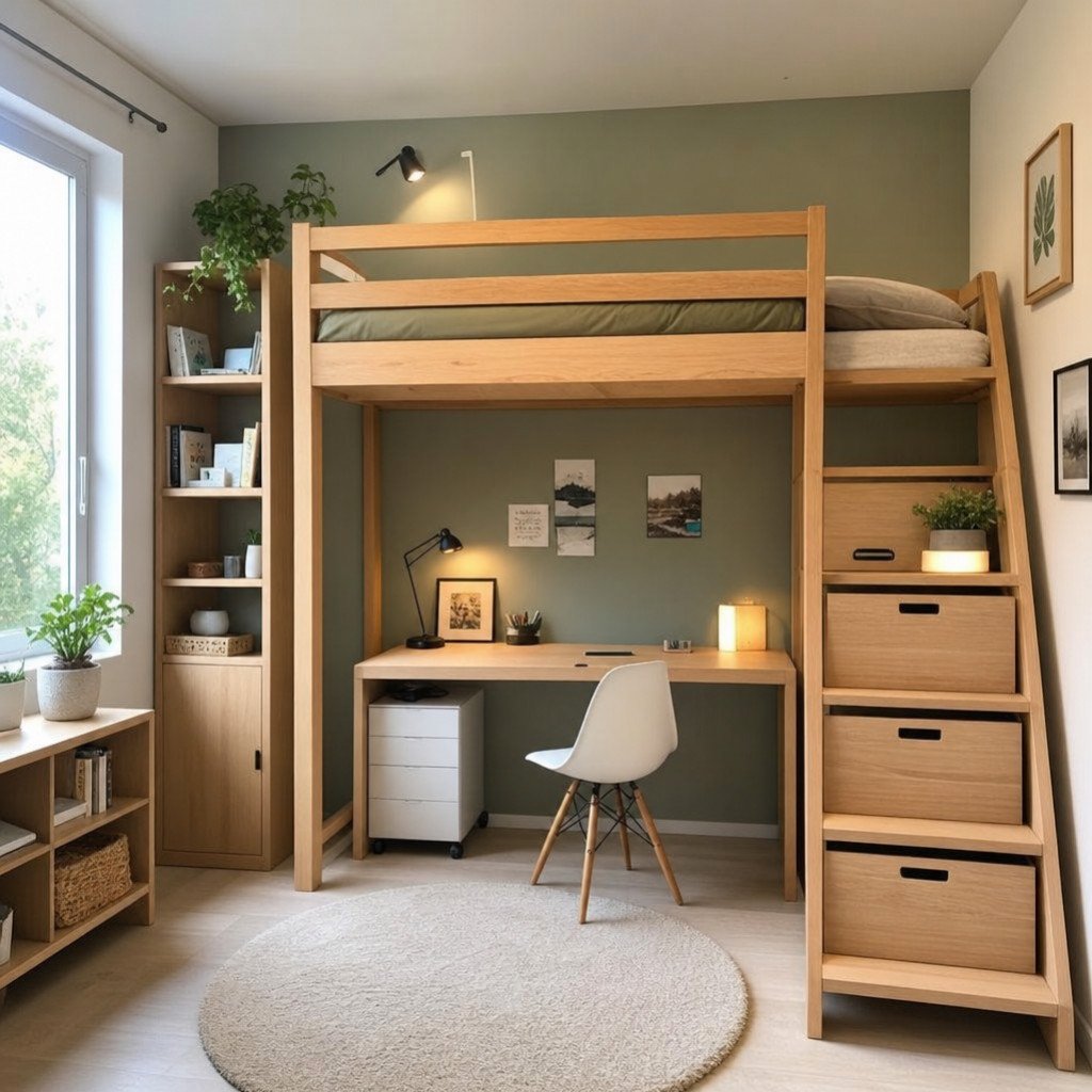 The wooden loft bed: an ingenious solution for making the most of a small space