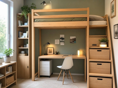 The wooden loft bed: an ingenious solution for making the most of a small space